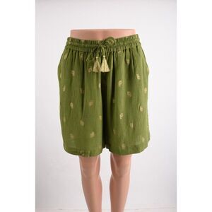 Green Women's Shorts with Tassel Detail